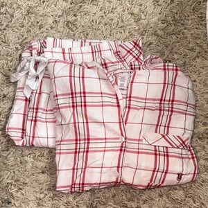 Victoria's Secret Red and White Plaid Pajama Top
